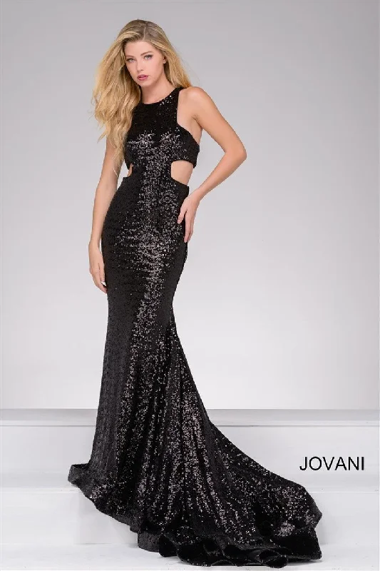 Jovani 48334 Cut Out Sequined Long Prom Dress