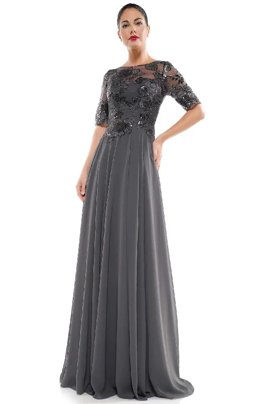 Marsoni by Colors - M286 Sequined Bateau Chiffon A-line Dress