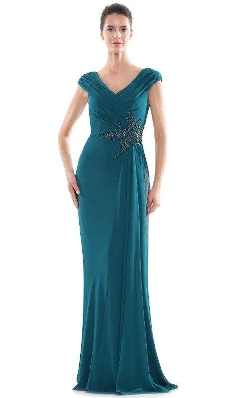 Marsoni by Colors - MV1080 Cap Sleeve Foliage Beaded Sheath Gown