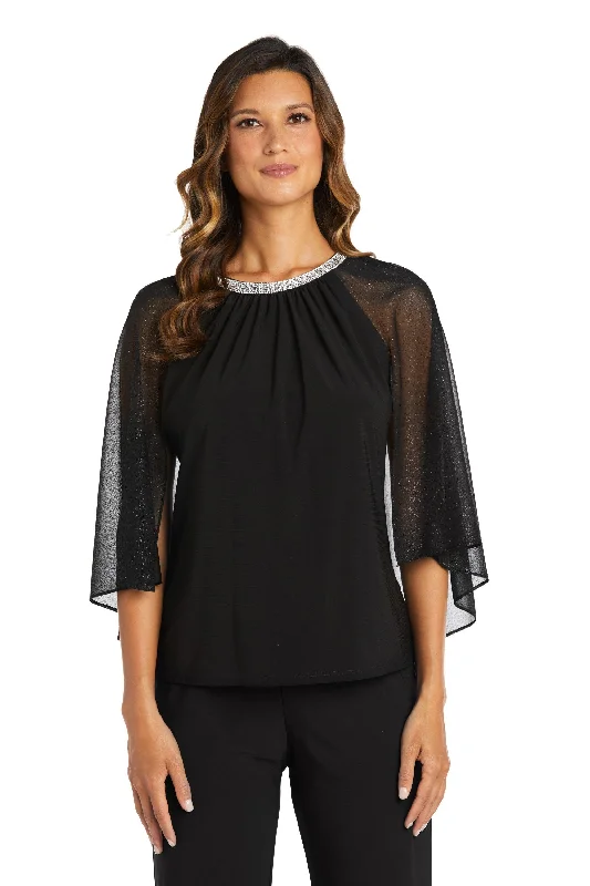 R&M Richards 9234 Chiffon Capelet Top