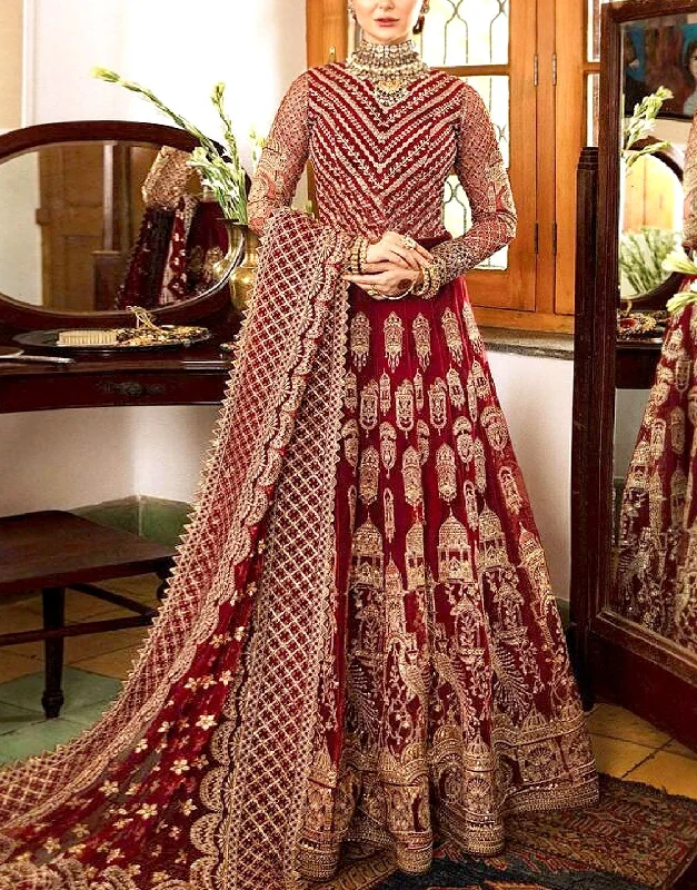 Heavy Embroidered Net Bridal Maxi Dress with Emb. Net Dupatta (DZ17603)