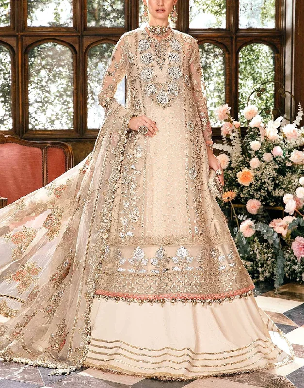 Luxurios Handwork Heavy Embroidered Organza Bridal Dress 2024 (DZ17515)