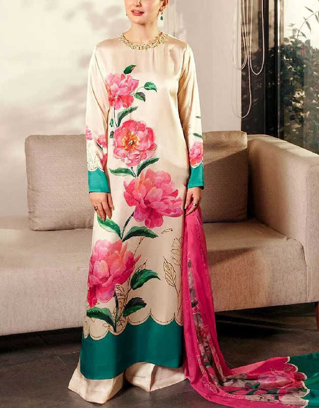 Trendy Digital Print Embroidered Silk Party Wear Dress 2024 with Silk Dupatta (DZ17601)