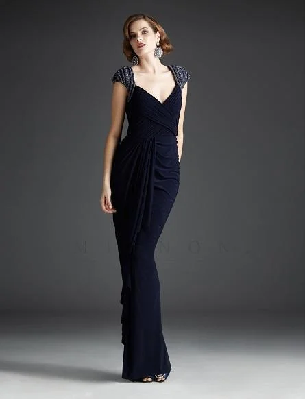 MIGNON - V-Neckline Ruched Long Dress VM650