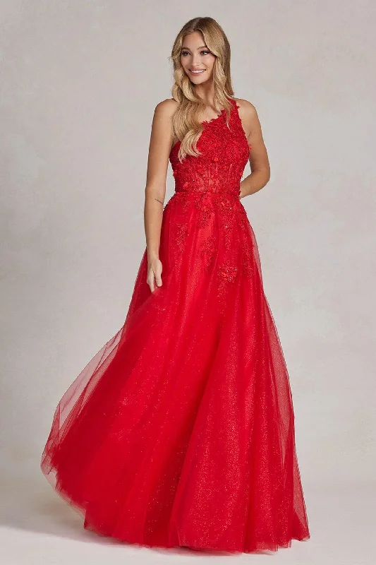 Nox Anabel T1143 Long One Shoulder A Line Prom Gown