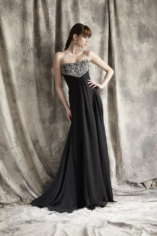 Theia - Strapless Sequined Long Gown 881301