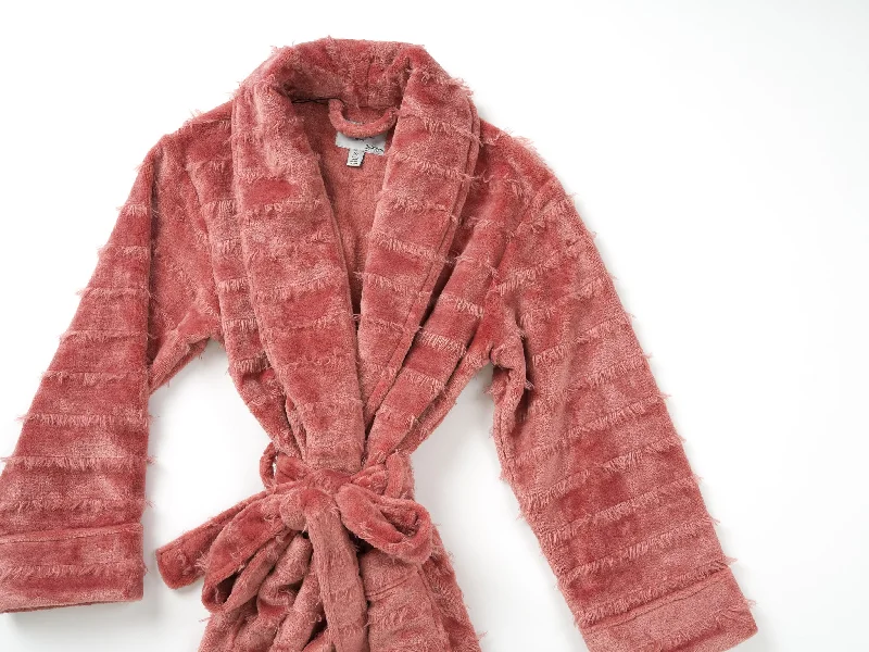striped women robes in classic patternsPolyester Furry Stripe Robe - Rose