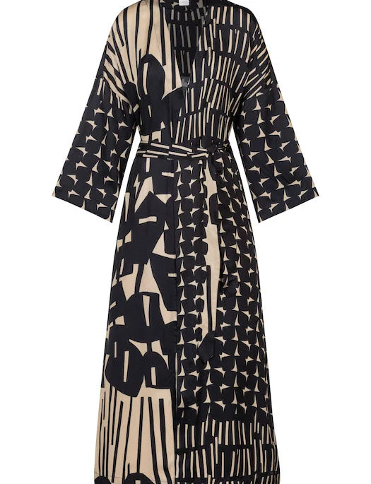 women robes with thermal - regulating propertiesMey Evening Geometric Kimono