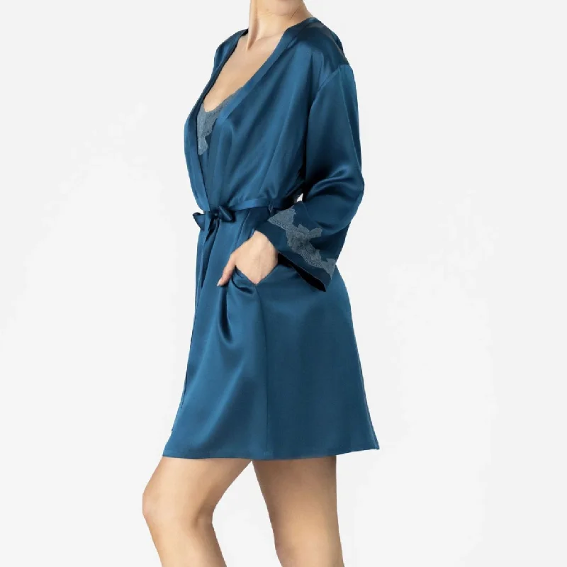 women robes with a nautical - themed patternNK iMode Morgan Iconic Short Silk Robe in Blue Topaz $375.00 women robes with a nautical - themed patternNK iMode Morgan Iconic Short Silk Robe in Blue Topaz $375.00