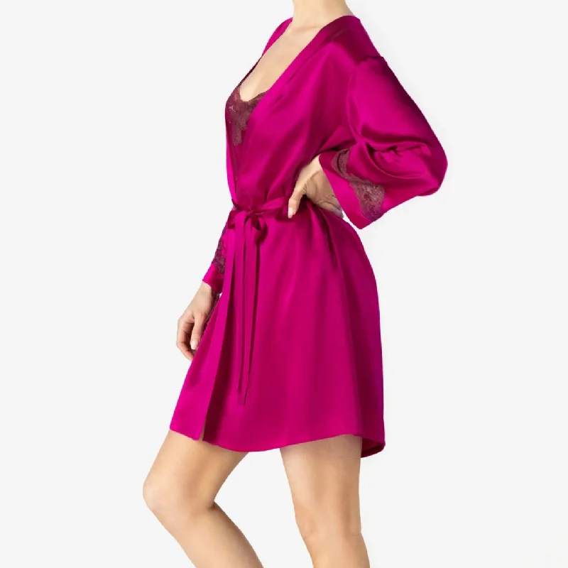 women robes with a patchwork design for uniquenessNK iMode Morgan Iconic Short Silk Robe in Pink Ruby women robes with a patchwork design for uniquenessNK iMode Morgan Iconic Short Silk Robe in Pink Ruby
