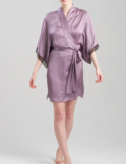 solid - colored women robes in trendy huesNatori Edit Ashley Icon Wrap with Lace
