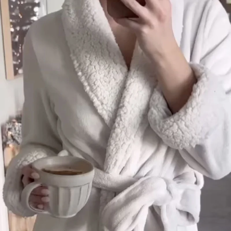 hypoallergenic women robes for sensitive skinNatori Plush Sherpa 52" Robe D74068 in Bone hypoallergenic women robes for sensitive skinNatori Plush Sherpa 52" Robe D74068 in Bone
