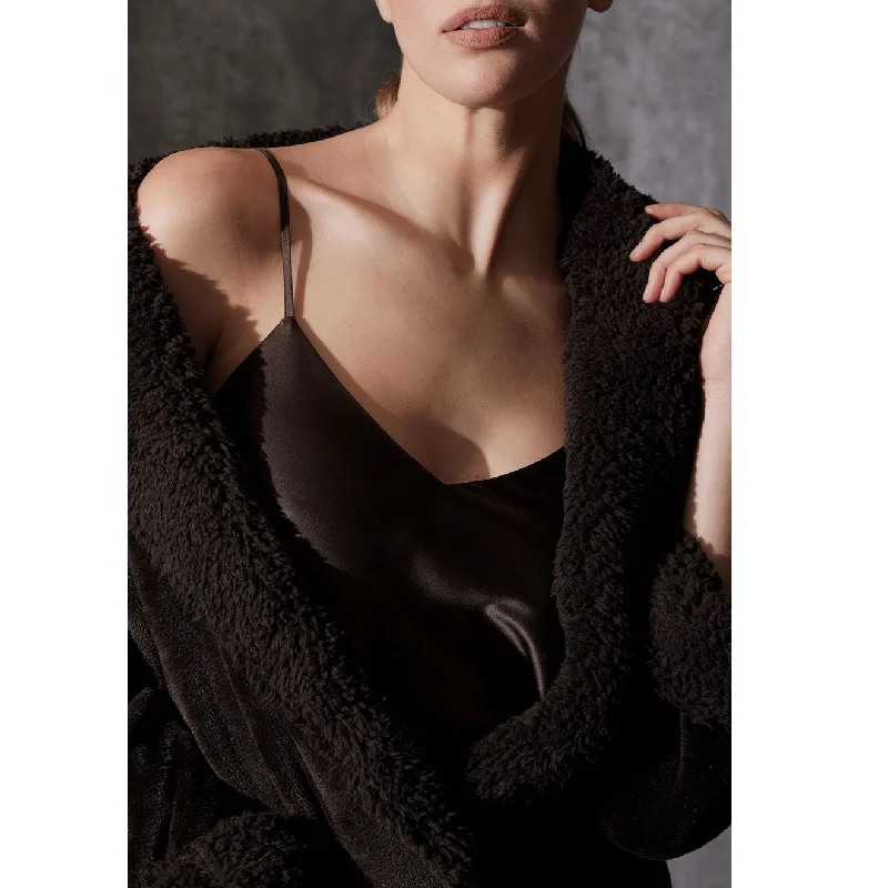 floral - printed women robes for a feminine touchNatori Plush Sherpa 52" Robe D74068 in Espresso floral - printed women robes for a feminine touchNatori Plush Sherpa 52" Robe D74068 in Espresso