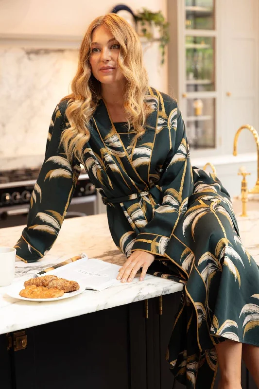 wrap - around women robes with adjustable beltsPimlico Palm Print Long Dressing Gown wrap - around women robes with adjustable beltsPimlico Palm Print Long Dressing Gown
