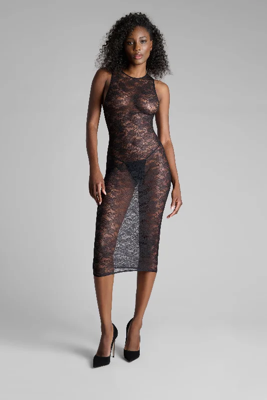 women robes with lace trim for eleganceRobe midi - Flashback