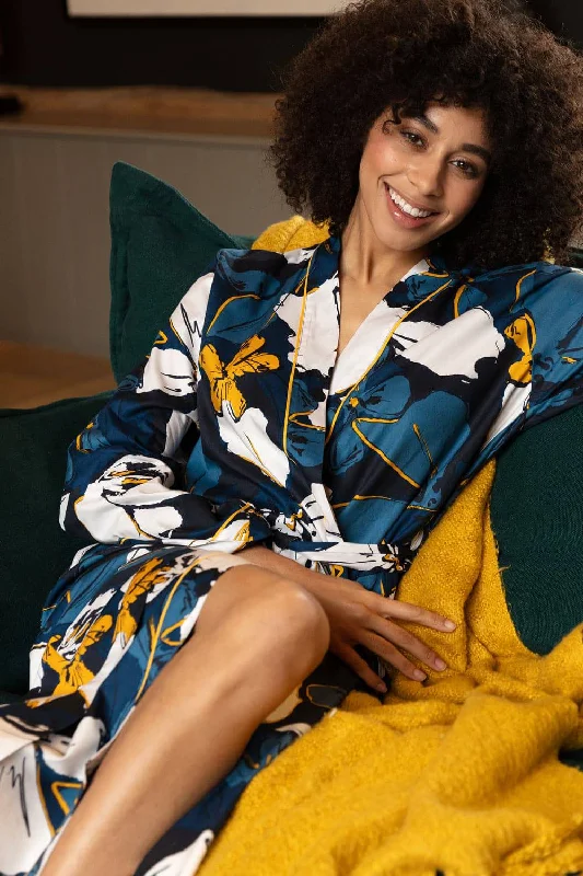 women robes with a quick - dry fabric for frequent useVerity Floral Print Long Dressing Gown