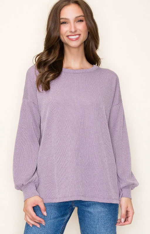 Lavender Ribbed Long Sleeve Top