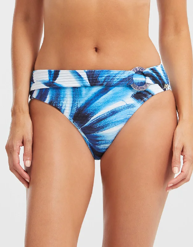 Azura Bikini Pant - Blue and White