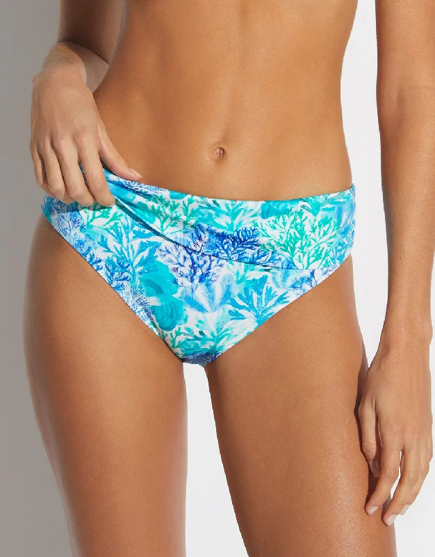 Coral Maxi Fold Bikini Pant - Turquoise