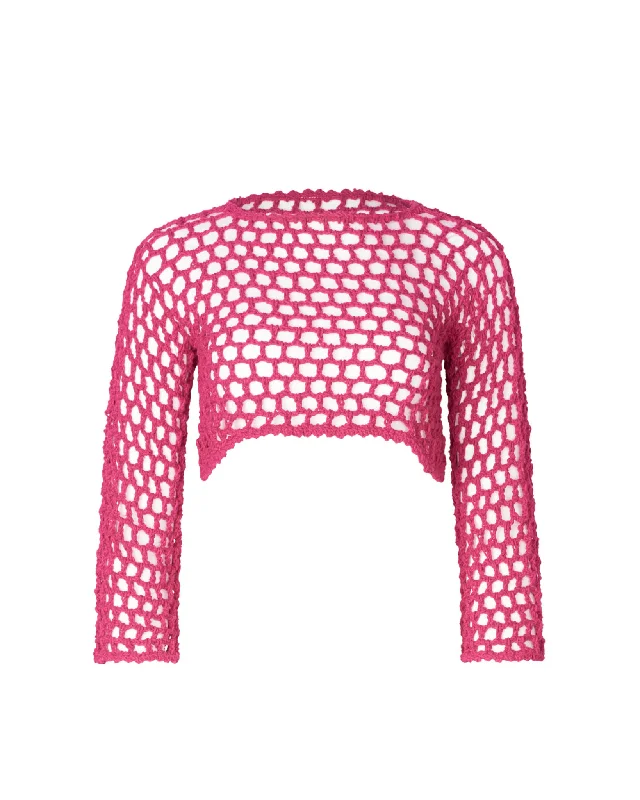 Jane Fuchsia Crochet Crop Top