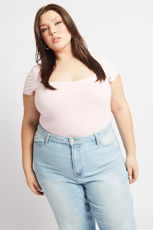 Pink Bodysuit Short Sleeve Supersoft