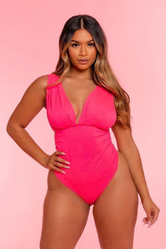 Pink Side Ruched Bodysuit