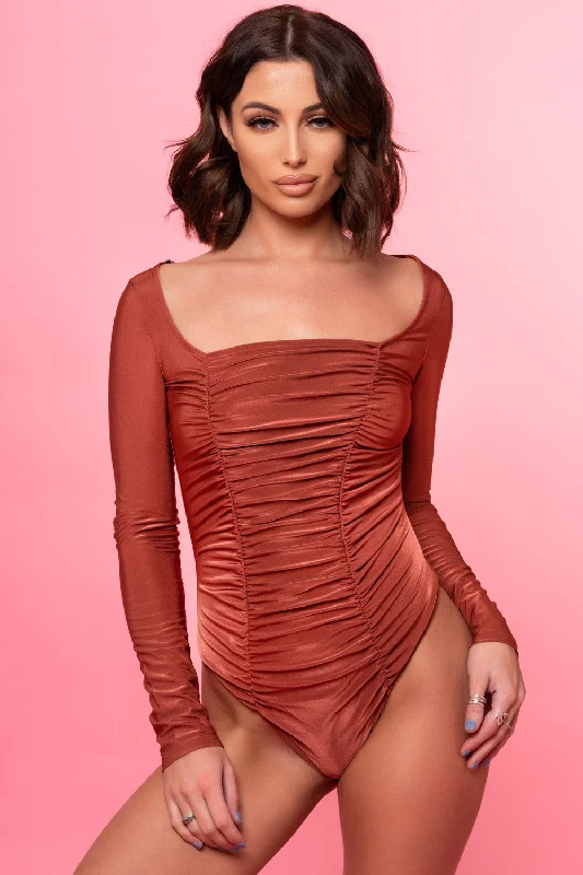 Ruched Long Sleeve Bodysuit