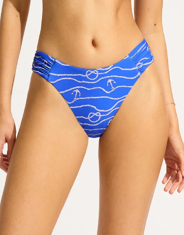 Set Sail High Leg Ruched Side Bikini Pant - Azure