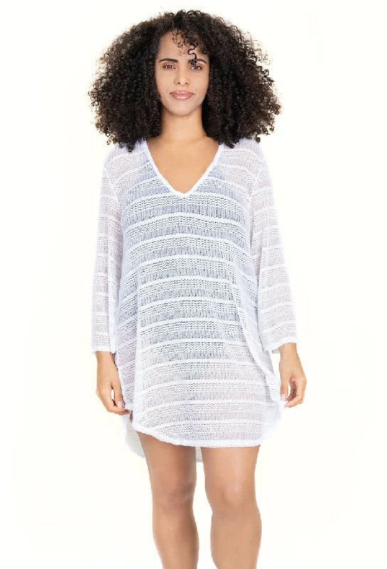 V-NECK BELL SLEEVE TUNIC - ARROW CHEVRON - PLUS SIZE